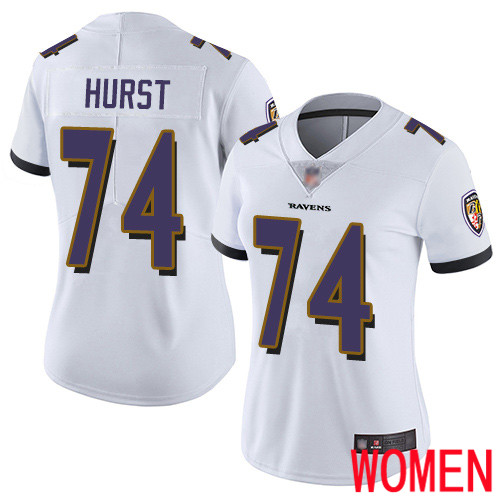 Baltimore Ravens Limited White Women James Hurst Road Jersey NFL Football #74 Vapor Untouchable